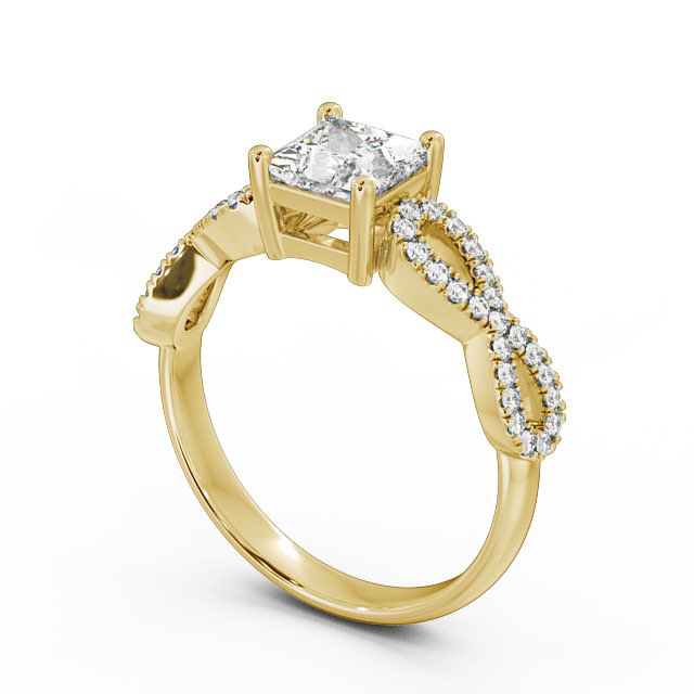 Princess Diamond Engagement Ring 9K Yellow Gold Solitaire With Side Stones - Gianna ENPR29_YG_SIDE