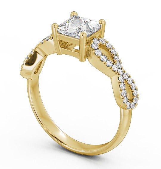 Princess Diamond Engagement Ring 9K Yellow Gold Solitaire With Side Stones - Gianna ENPR29_YG_THUMB1