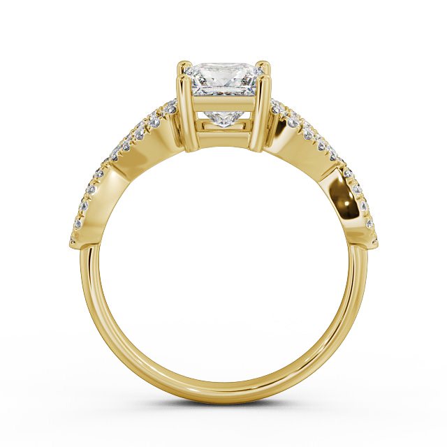 Princess Diamond Engagement Ring 18K Yellow Gold Solitaire With Side Stones - Gianna ENPR29_YG_UP