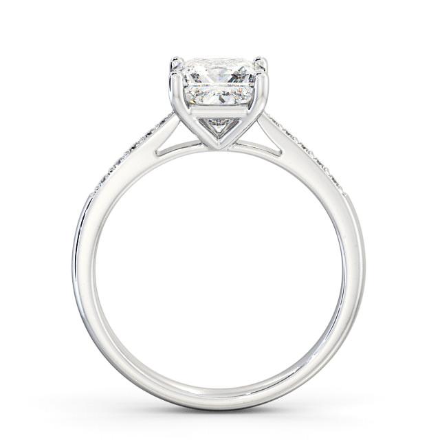 Princess Diamond Engagement Ring 9K White Gold Solitaire With Side Stones - Cleadon ENPR2S_WG_UP