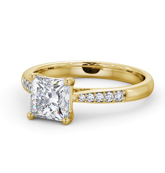  Princess Diamond Engagement Ring 18K Yellow Gold Solitaire With Side Stones - Cleadon ENPR2S_YG_THUMB2 