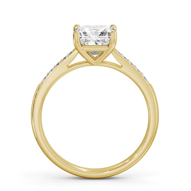 Princess Diamond Engagement Ring 18K Yellow Gold Solitaire With Side Stones - Cleadon ENPR2S_YG_UP