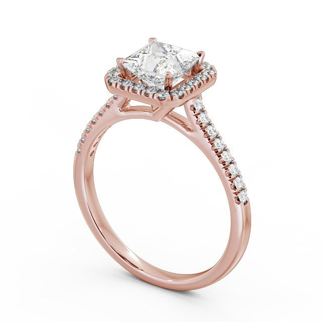 Halo Princess Diamond Engagement Ring 9K Rose Gold - Leona ENPR30_RG_SIDE