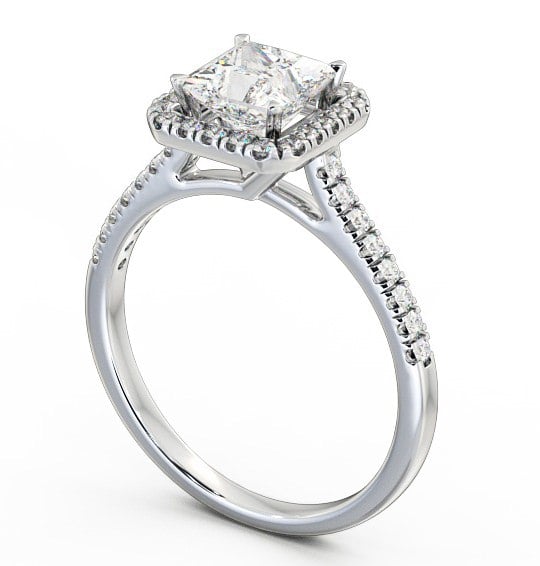 Halo Princess Diamond Engagement Ring 18K White Gold ENPR30_WG_THUMB1 