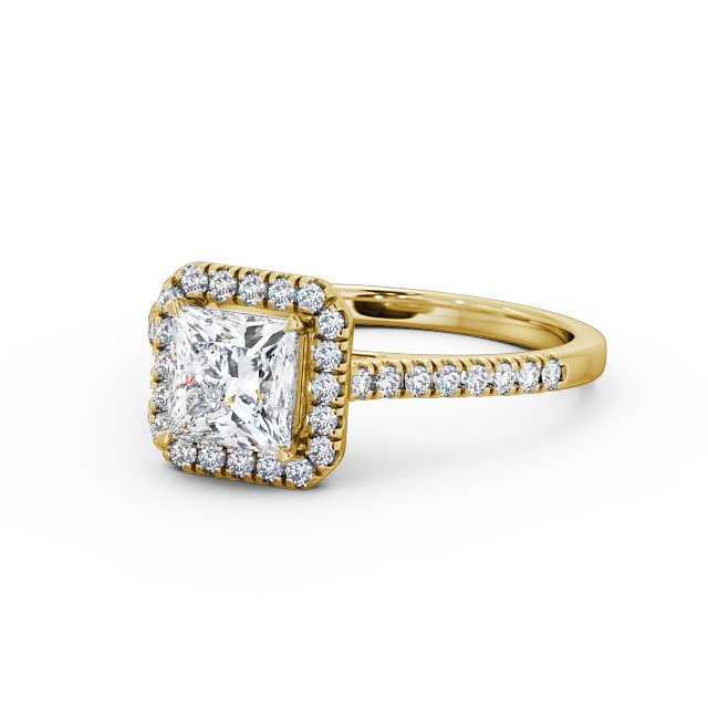 Halo Princess Diamond Engagement Ring 9K Yellow Gold - Leona ENPR30_YG_FLAT