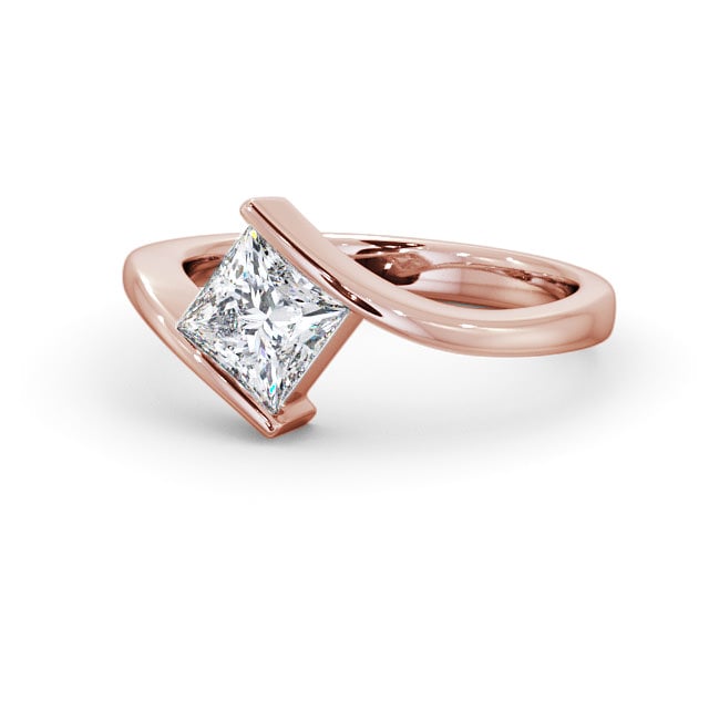 Princess Diamond Engagement Ring 18K Rose Gold Solitaire - Marisol ENPR32_RG_FLAT