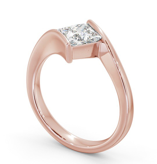 Princess Diamond Sweeping Band Engagement Ring 18K Rose Gold Solitaire ENPR32_RG_THUMB1