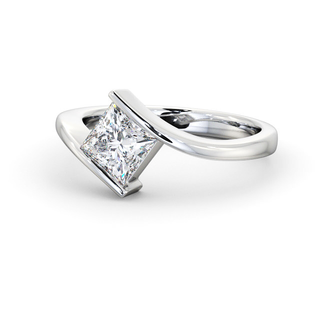 Princess Diamond Engagement Ring 18K White Gold Solitaire - Marisol ENPR32_WG_FLAT