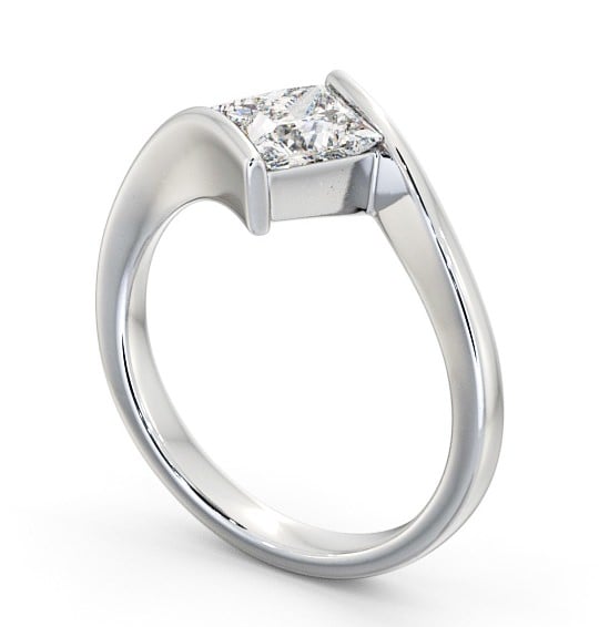 Princess Diamond Sweeping Band Engagement Ring Platinum Solitaire ENPR32_WG_THUMB1