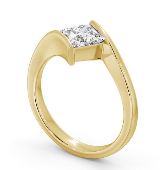 Princess Diamond Sweeping Band Engagement Ring 9K Yellow Gold Solitaire ENPR32_YG_THUMB1