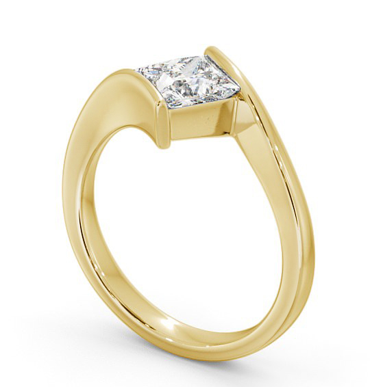 Princess Diamond Sweeping Band Engagement Ring 18K Yellow Gold Solitaire ENPR32_YG_THUMB1