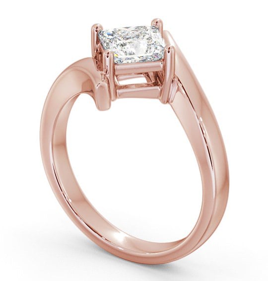 Princess Diamond Sweeping Band Engagement Ring 18K Rose Gold Solitaire ENPR34_RG_THUMB1