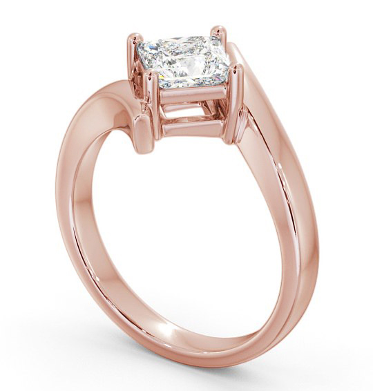 Princess Diamond Sweeping Band Engagement Ring 18K Rose Gold Solitaire ENPR34_RG_THUMB1 