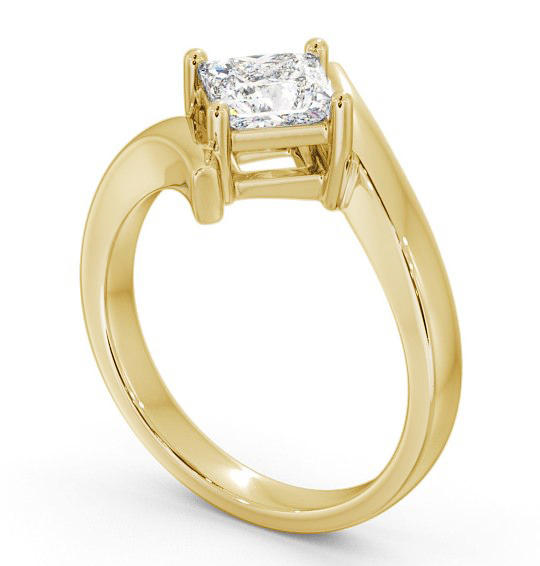 Princess Diamond Sweeping Band Engagement Ring 18K Yellow Gold Solitaire ENPR34_YG_THUMB1 