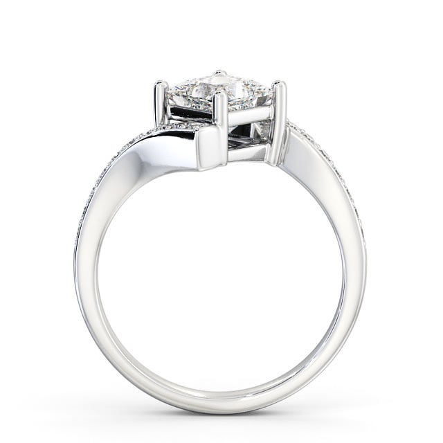 Princess Diamond Engagement Ring 18K White Gold Solitaire With Side Stones - Brinian ENPR35_WG_UP