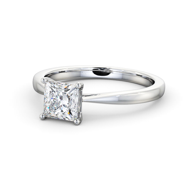 Princess Diamond Engagement Ring 18K White Gold Solitaire - Monaco ENPR39_WG_FLAT