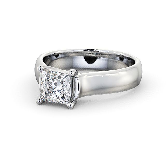 Princess Diamond Engagement Ring 18K White Gold Solitaire - Lamas ENPR3_WG_FLAT