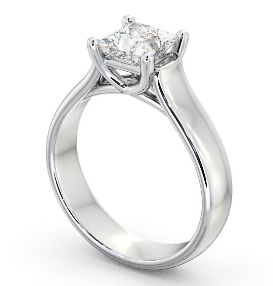 Princess Diamond Wide Band Engagement Ring 9K White Gold Solitaire ENPR3_WG_THUMB1