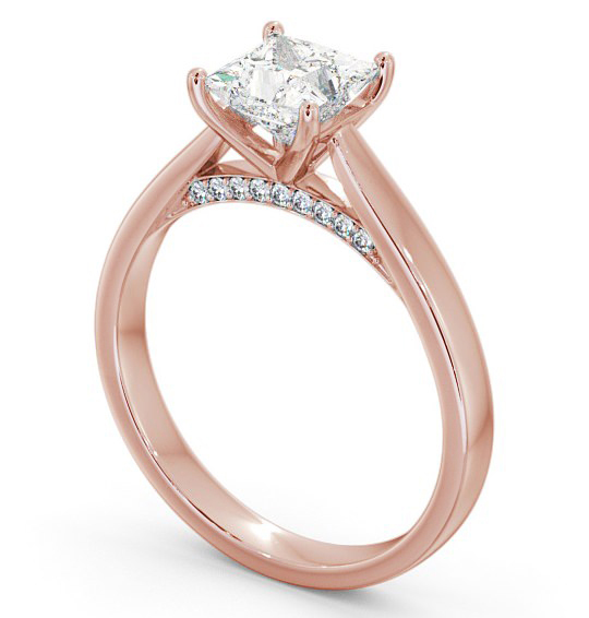 Princess Diamond with Diamond Set Bridge Engagement Ring 18K Rose Gold Solitaire ENPR41_RG_THUMB1