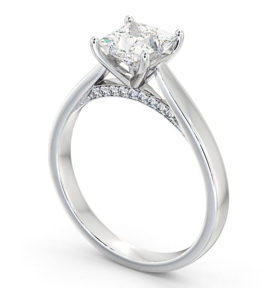 Princess Diamond with Diamond Set Bridge Engagement Ring 18K White Gold Solitaire ENPR41_WG_THUMB1 