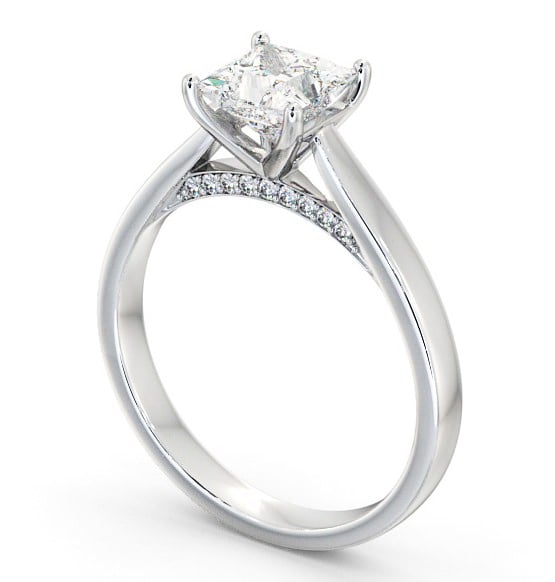 Princess Diamond with Diamond Set Bridge Engagement Ring Platinum Solitaire ENPR41_WG_THUMB1 