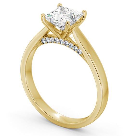 Princess Diamond with Diamond Set Bridge Engagement Ring 18K Yellow Gold Solitaire ENPR41_YG_THUMB1 