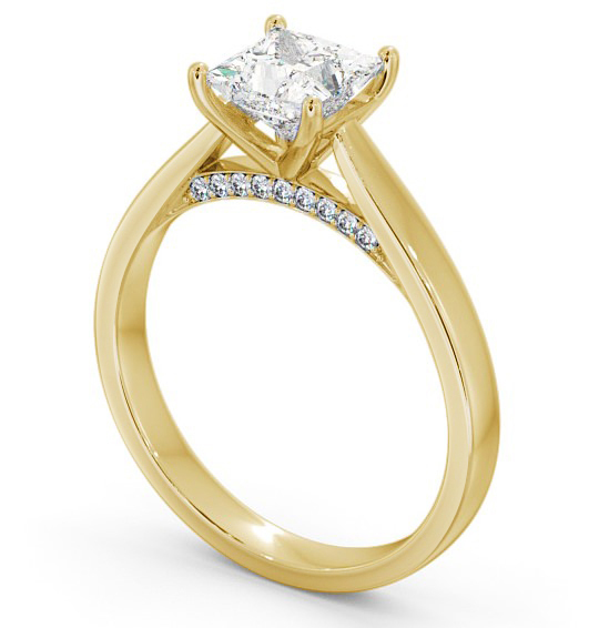 Princess Diamond with Diamond Set Bridge Engagement Ring 18K Yellow Gold Solitaire ENPR41_YG_THUMB1