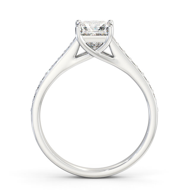 Princess Diamond Engagement Ring Platinum Solitaire With Side Stones - Malvina ENPR42S_WG_UP