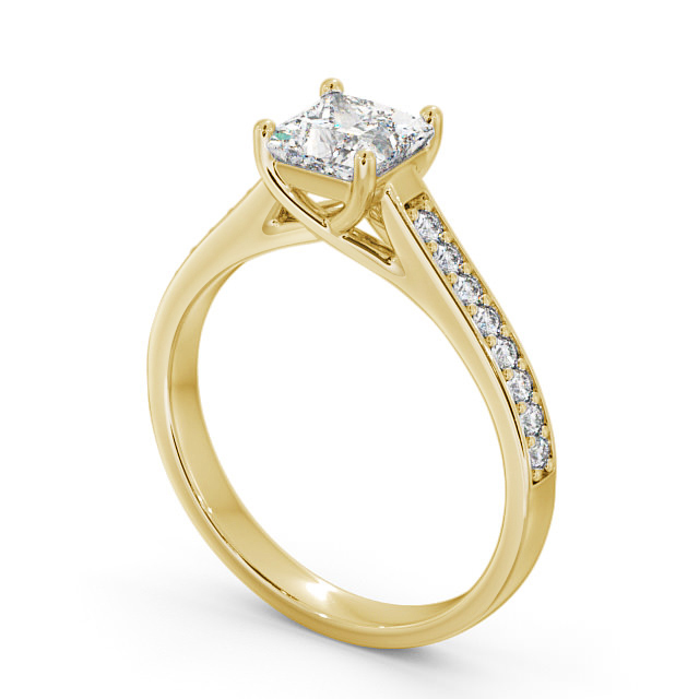 Princess Diamond Engagement Ring 18K Yellow Gold Solitaire With Side Stones - Malvina ENPR42S_YG_SIDE