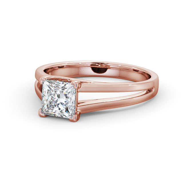 Princess Diamond Engagement Ring 18K Rose Gold Solitaire - Gemini ENPR43_RG_FLAT