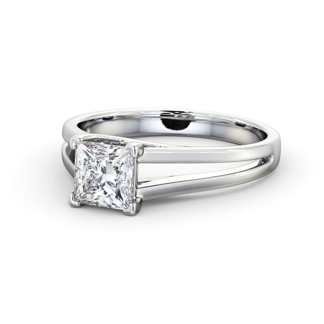 Princess Diamond Engagement Ring 18K White Gold Solitaire - Gemini ENPR43_WG_FLAT