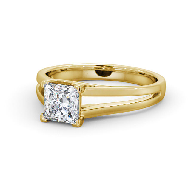Princess Diamond Engagement Ring 9K Yellow Gold Solitaire - Gemini ENPR43_YG_FLAT