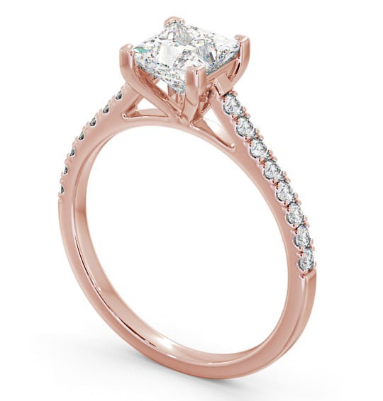 Princess Diamond Squared Prong Engagement Ring 9K Rose Gold Solitaire with Channel Set Side Stones ENPR44_RG_THUMB1 