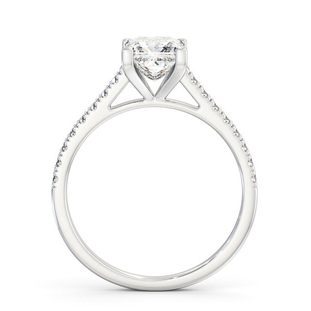 Princess Diamond Engagement Ring 18K White Gold Solitaire With Side Stones - Cornelia ENPR44_WG_UP