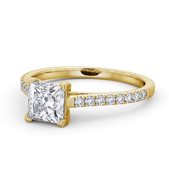  Princess Diamond Engagement Ring 9K Yellow Gold Solitaire With Side Stones - Cornelia ENPR44_YG_THUMB2 