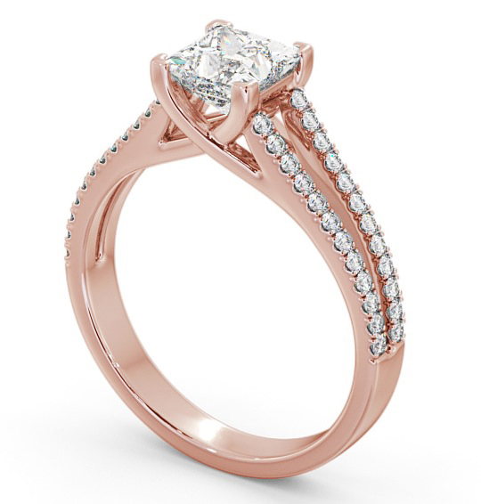 Princess Diamond Split Band Engagement Ring 9K Rose Gold Solitaire with Channel Set Side Stones ENPR45_RG_THUMB1