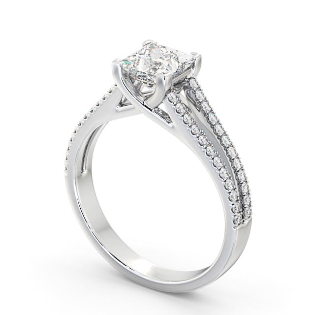 Princess Diamond Engagement Ring 9K White Gold Solitaire With Side Stones - Marietta ENPR45_WG_SIDE