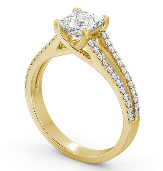 Princess Diamond Split Band Engagement Ring 9K Yellow Gold Solitaire with Channel Set Side Stones ENPR45_YG_THUMB1