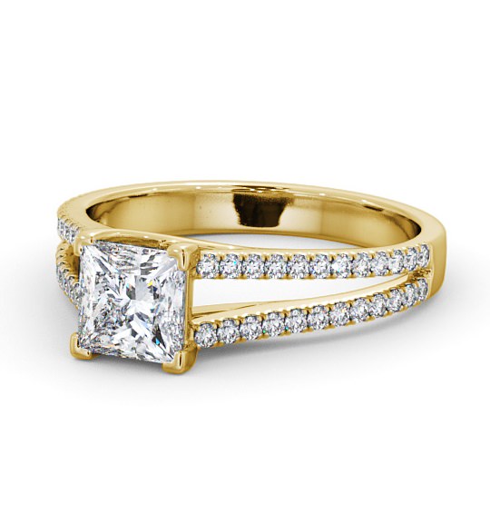  Princess Diamond Engagement Ring 18K Yellow Gold Solitaire With Side Stones - Marietta ENPR45_YG_THUMB2 