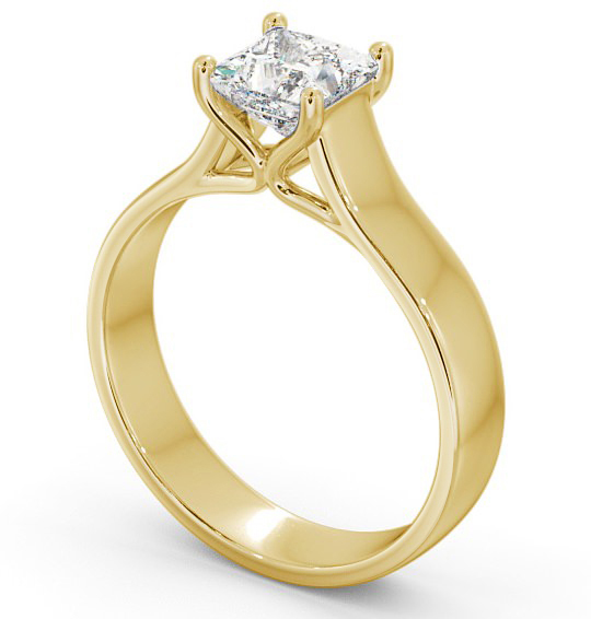 Princess Diamond Wide Band Engagement Ring 18K Yellow Gold Solitaire ENPR46_YG_THUMB1 