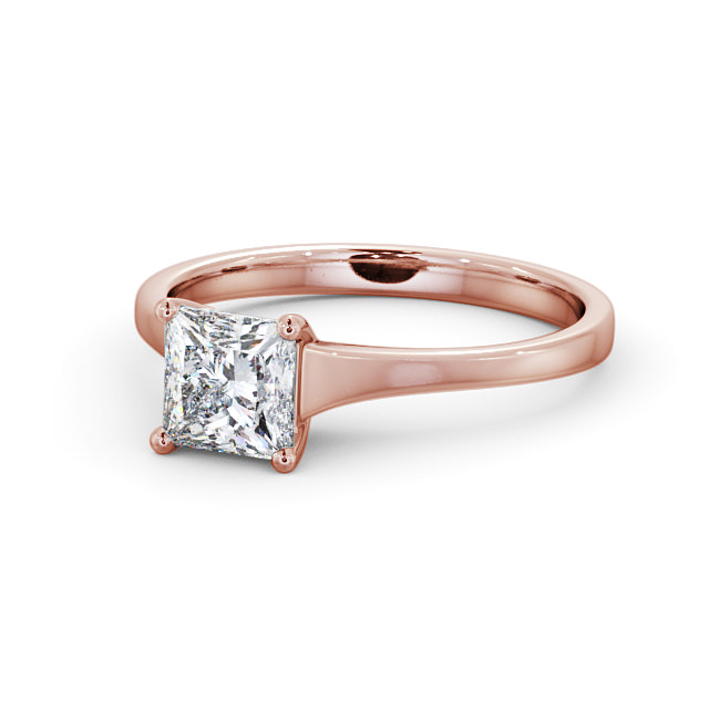 Princess Diamond Engagement Ring 9K Rose Gold Solitaire - Verity ENPR47_RG_FLAT
