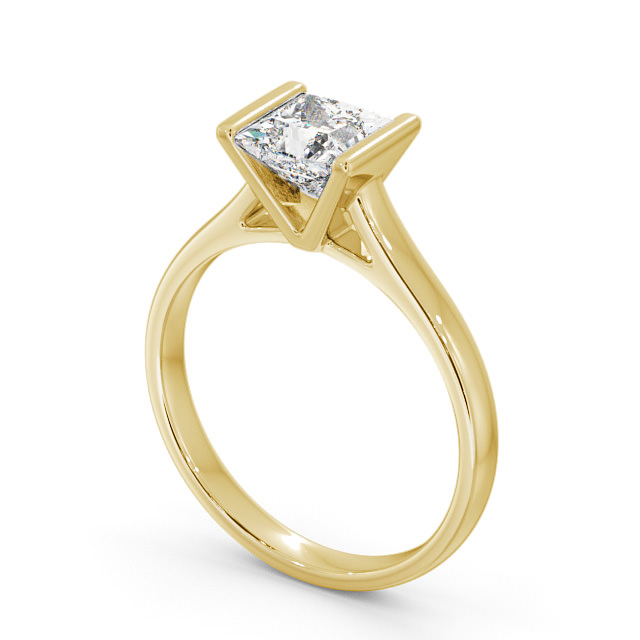 Princess Diamond Engagement Ring 18K Yellow Gold Solitaire - Pennan ENPR48_YG_SIDE