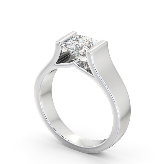 Princess Diamond Engagement Ring 18K White Gold Solitaire - Maligar ENPR4_WG_SIDE