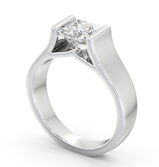 Princess Diamond Wide Band Engagement Ring 9K White Gold Solitaire ENPR4_WG_THUMB1 