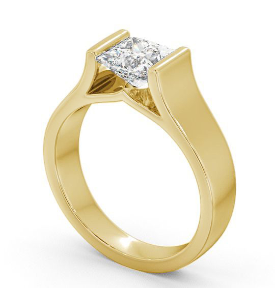 Princess Diamond Wide Band Engagement Ring 9K Yellow Gold Solitaire ENPR4_YG_THUMB1