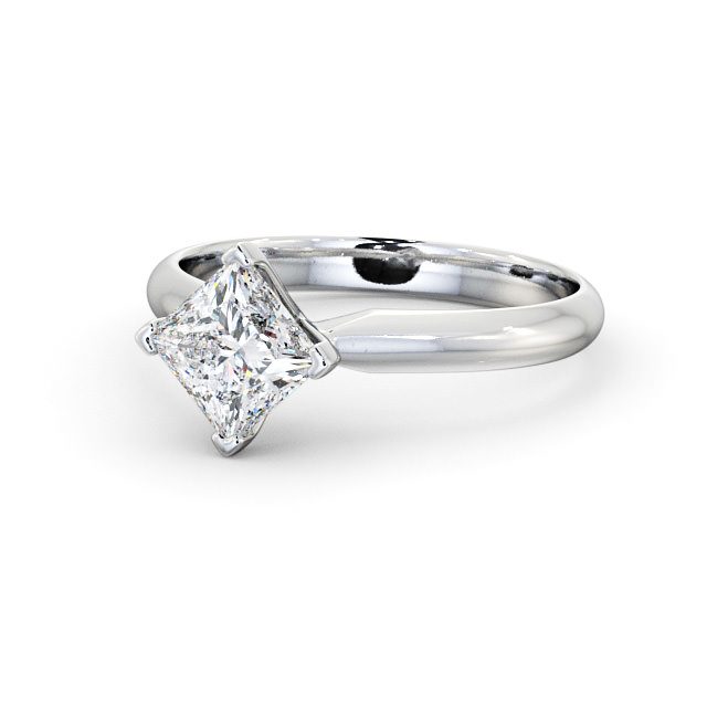 Princess Diamond Engagement Ring 18K White Gold Solitaire - Durham ENPR50_WG_FLAT