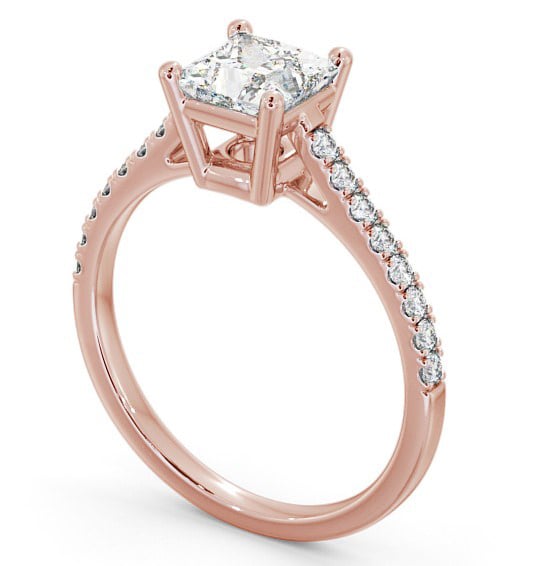  Princess Diamond Engagement Ring 18K Rose Gold Solitaire With Side Stones - Peveril ENPR51S_RG_THUMB1 