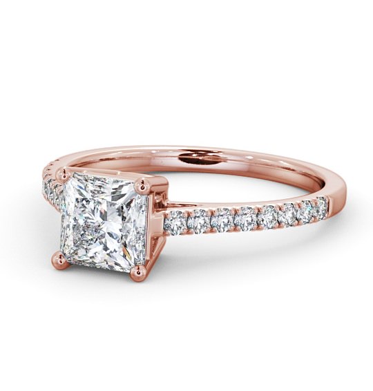  Princess Diamond Engagement Ring 18K Rose Gold Solitaire With Side Stones - Peveril ENPR51S_RG_THUMB2 