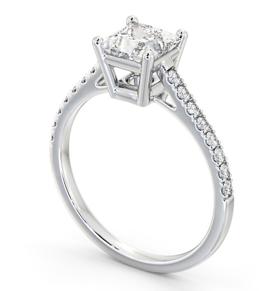 Princess Diamond Box Style Setting Engagement Ring Platinum Solitaire with Channel Set Side Stones ENPR51S_WG_THUMB1