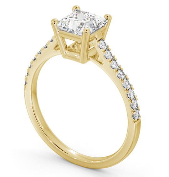  Princess Diamond Engagement Ring 9K Yellow Gold Solitaire With Side Stones - Peveril ENPR51S_YG_THUMB1 